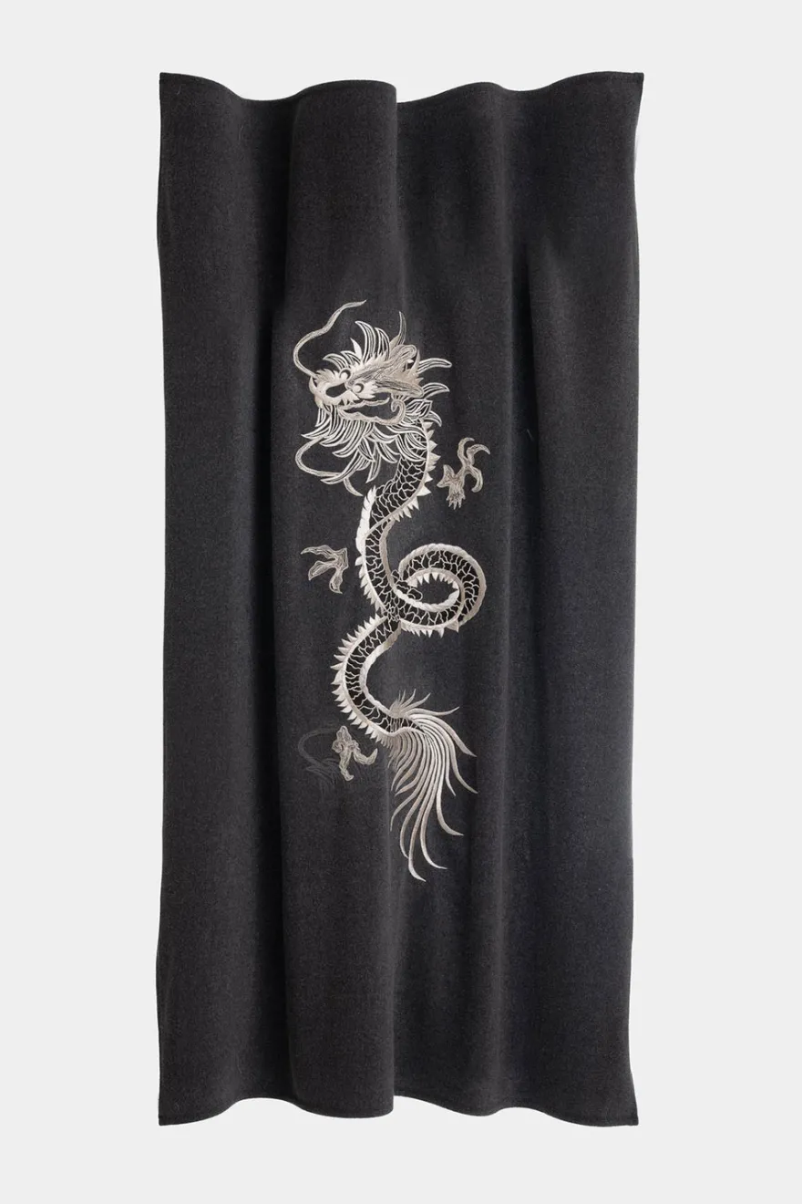 Kham Embroidered Dragon Throw Blanket