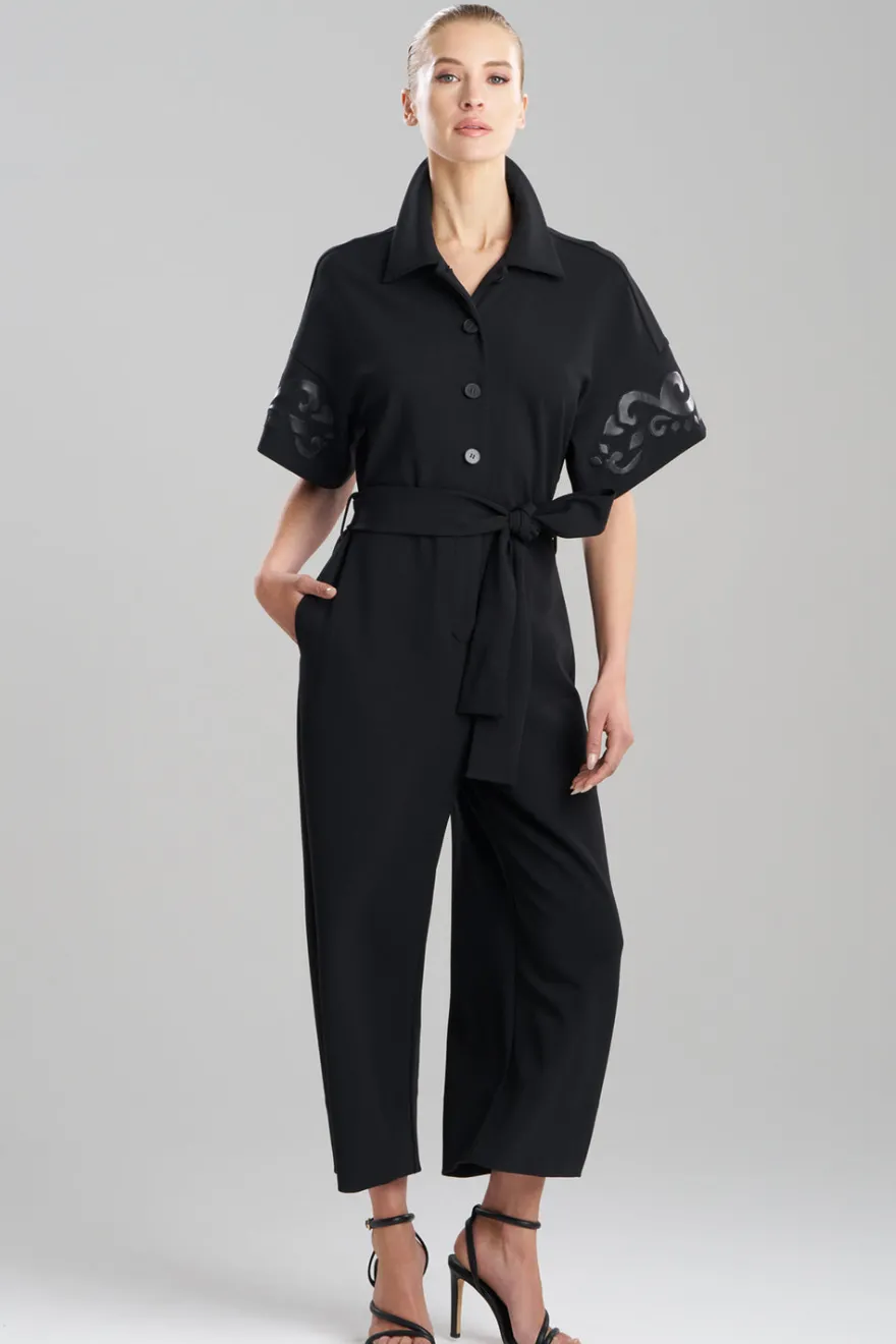 Knit Crepe Embellished Jumpsuit