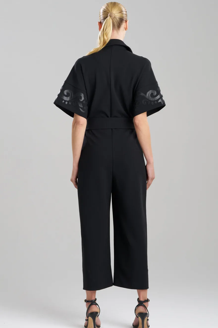 Knit Crepe Embellished Jumpsuit