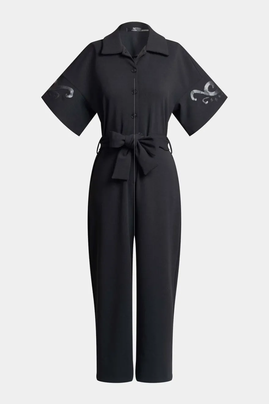 Knit Crepe Embellished Jumpsuit