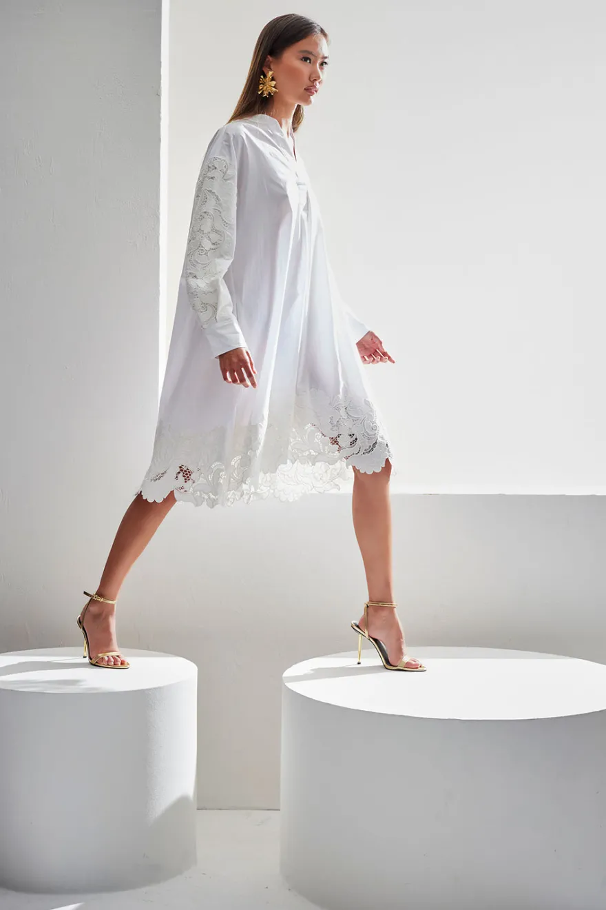 Kumo Embroidery Applique Oversized Shirtdress