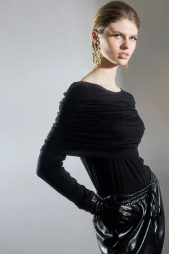 Layering Jersey Rouched Sleeve Top