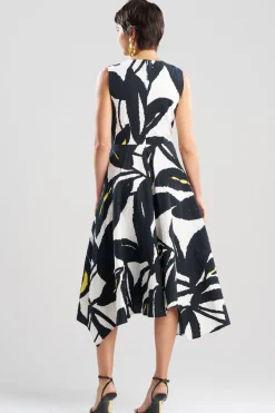 Leaf Matelassé Cotton Origami Maxi Dress