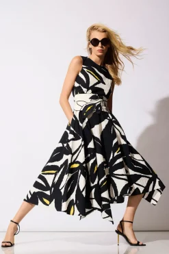 Leaf Matelassé Cotton Origami Maxi Dress