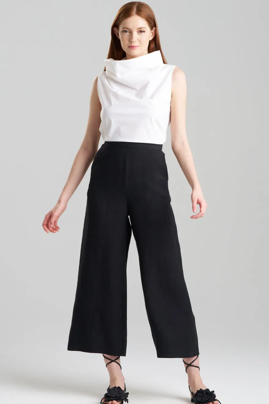 Light Weight Linen Cropped Wide Leg Pants