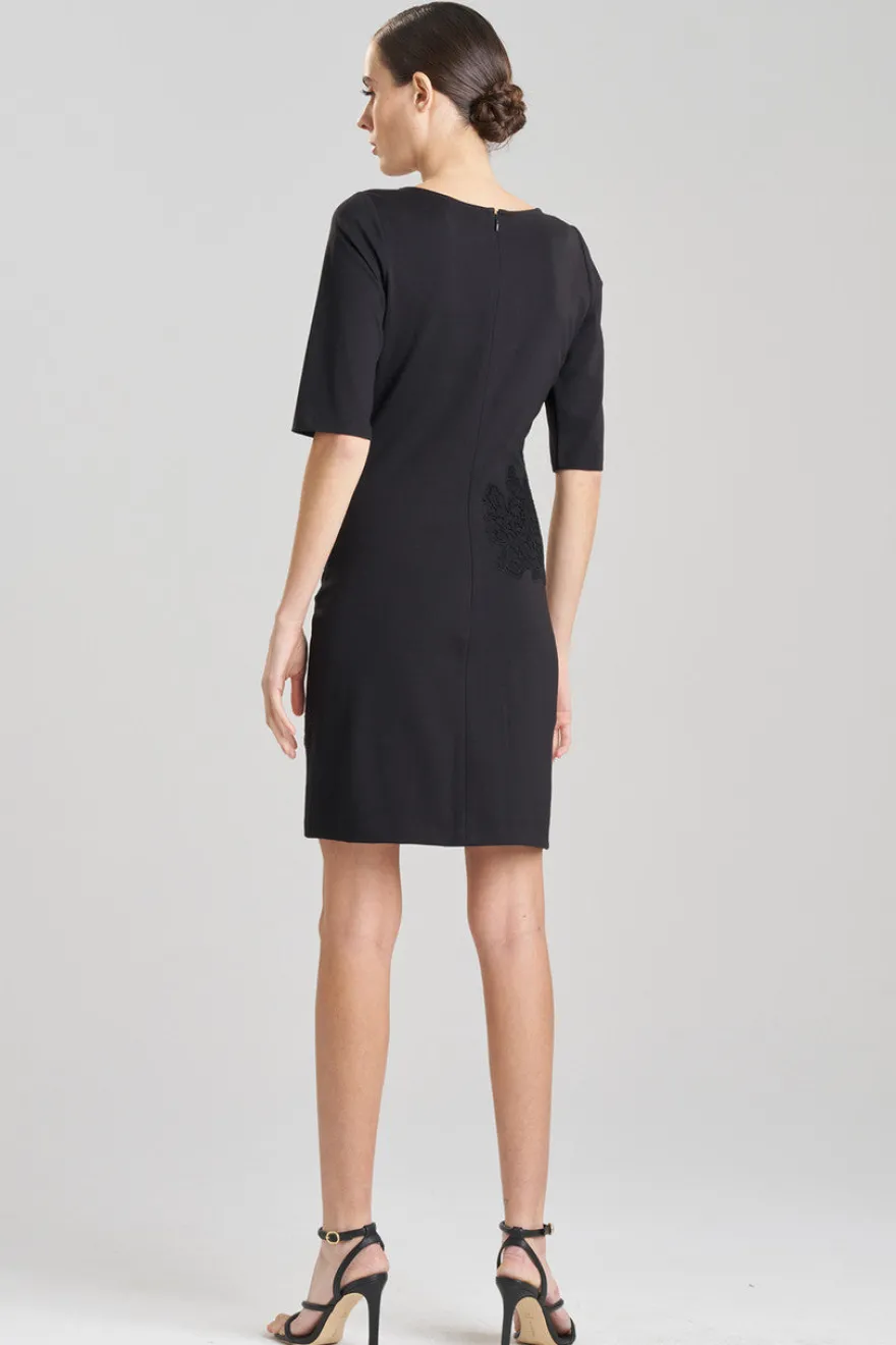 Light Weight Ponte Embroidered Sheath Dress