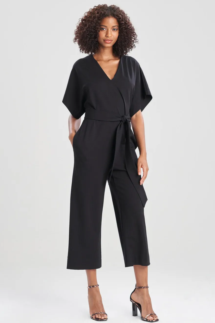 Light Weight Ponte Kimono V-Neck Jumpsuit