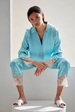 Lolita Lace Trim Silk Notch PJ