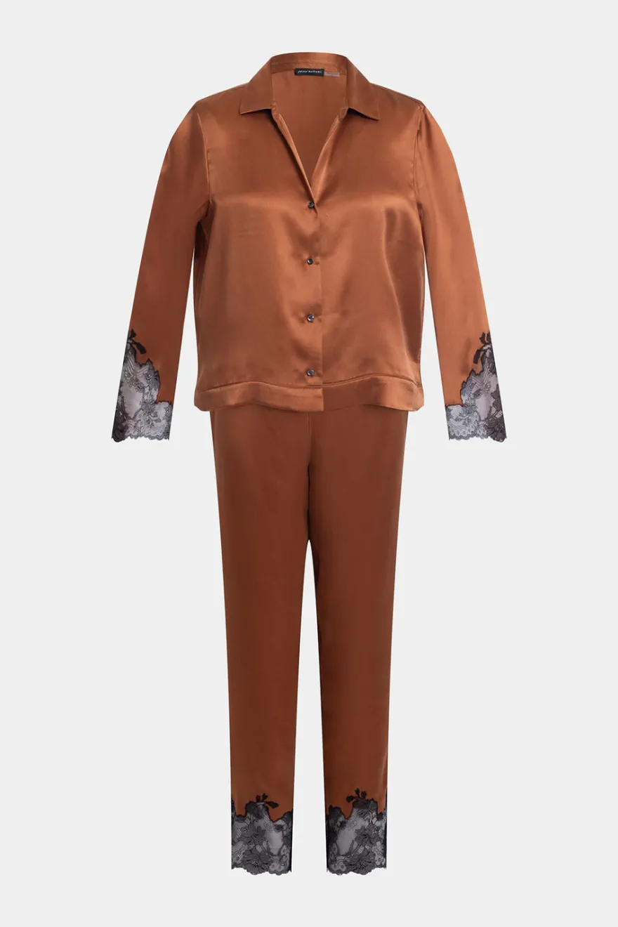 Lolita Lace Trim Silk Notch PJ