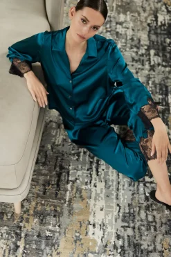 Lolita Lace Trim Silk Notch PJ