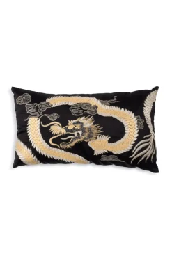 Luxe Charm Dragon Embroidered Oblong Pillow