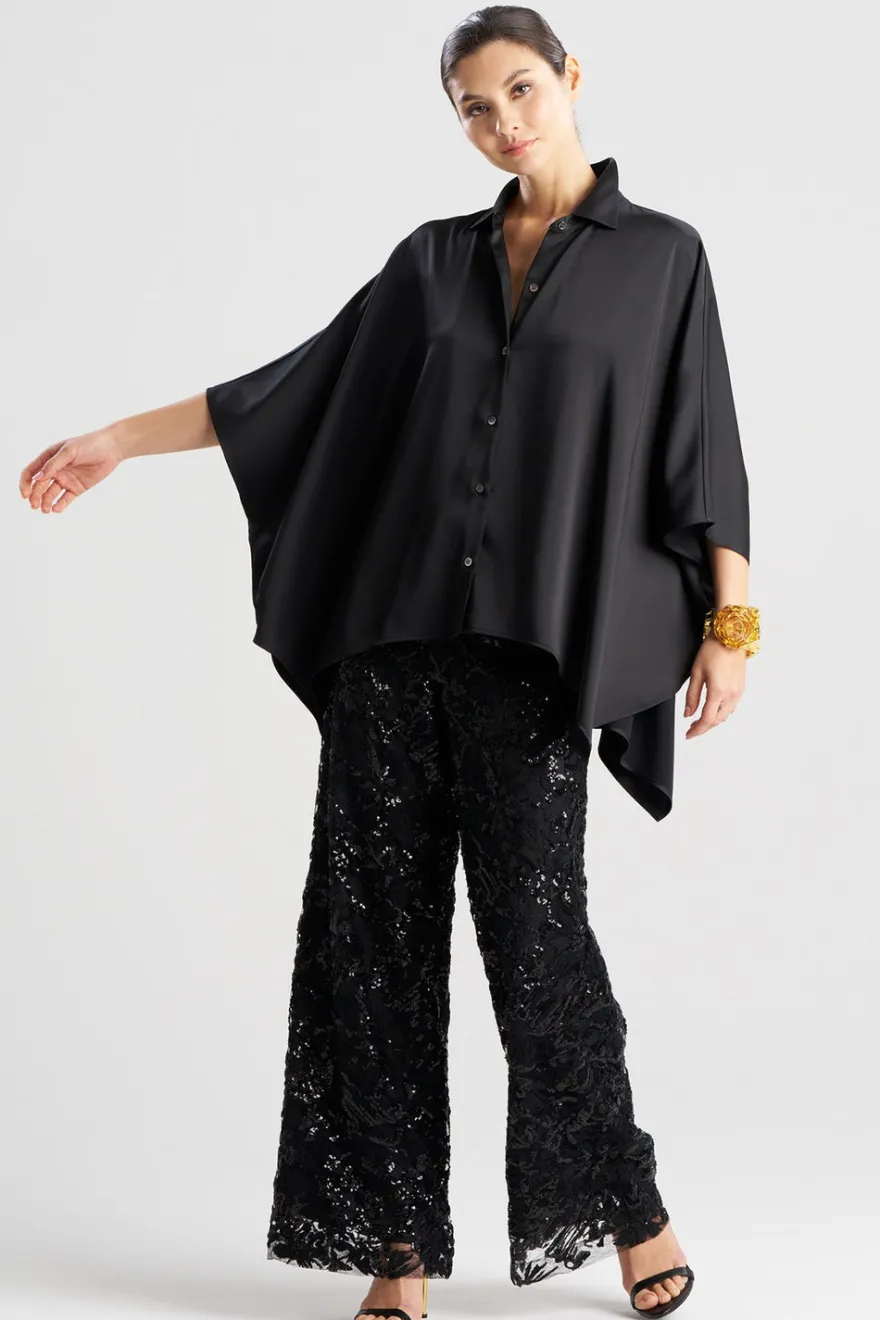 Luxe Charmeuse Button Down Caftan Shirt