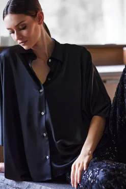 Luxe Charmeuse Button Down Caftan Shirt