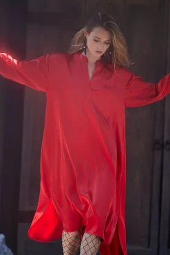 Luxe Charmeuse Oversized Shirtdress