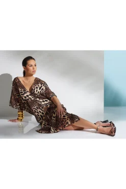 Luxe Leopard Cotton Gauze Caftan Cover-Up