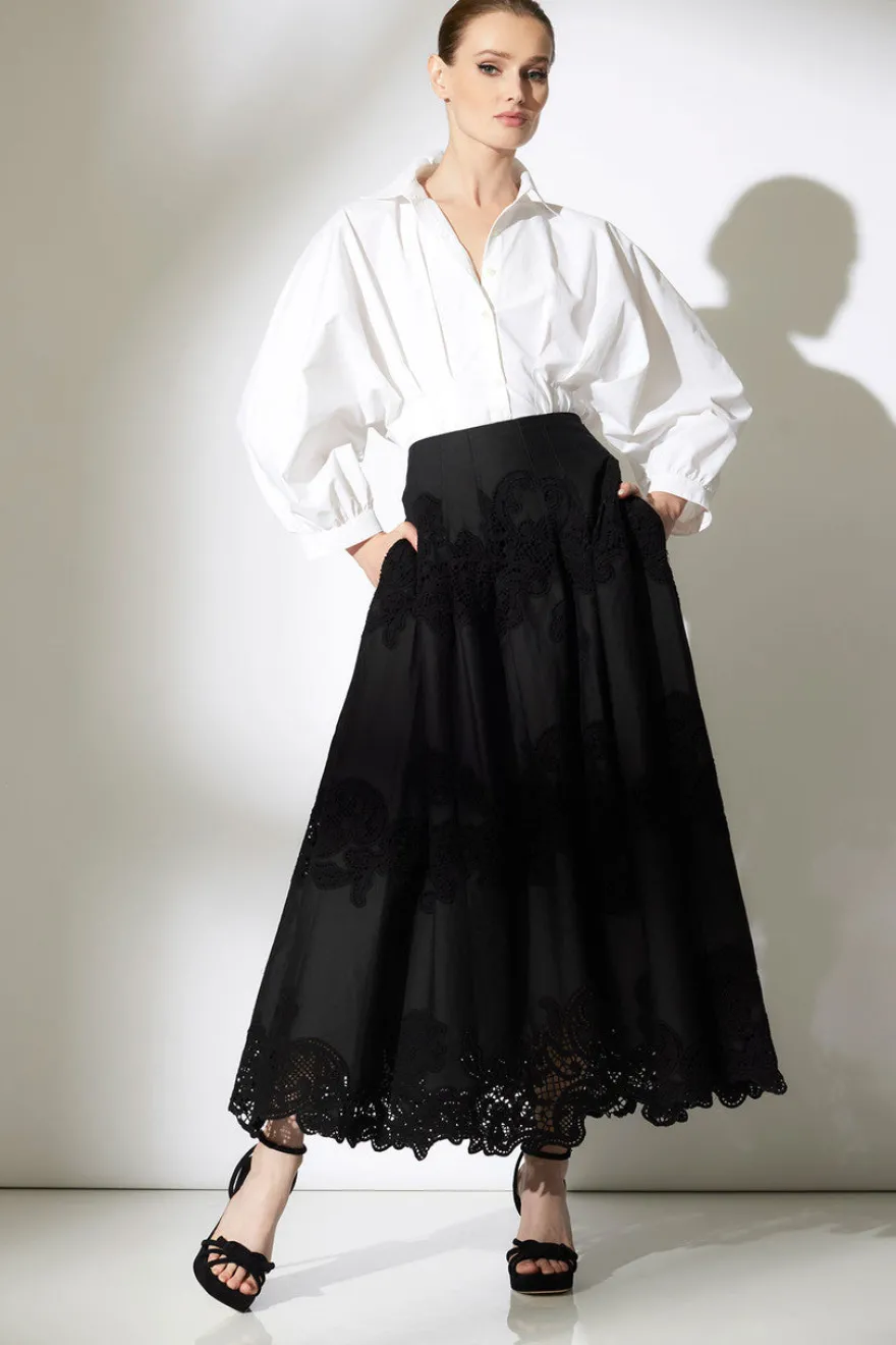 Madeira Cutwork Embroidered Maxi Skirt