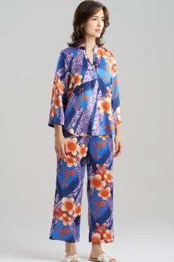 Magnolia Printed Satin Mandarin PJ Set