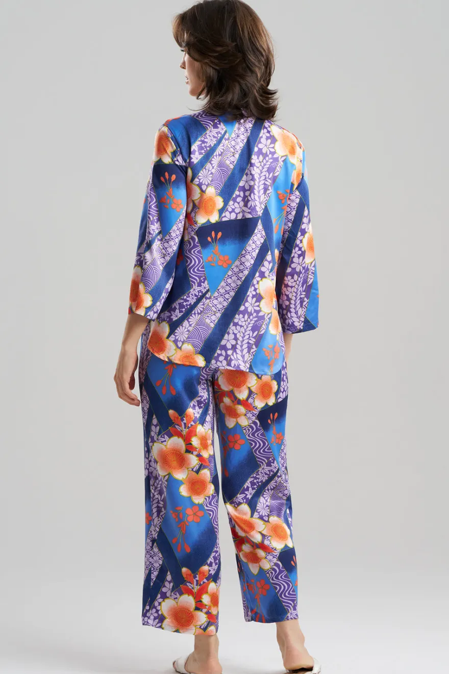 Magnolia Printed Satin Mandarin PJ Set