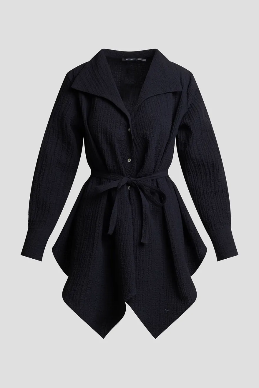 Matelassé Cotton Handkerchief Hem Shirt