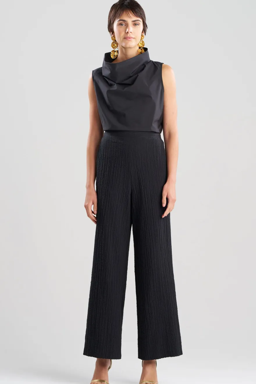 Matelassé Cotton Wide Pull On Pants