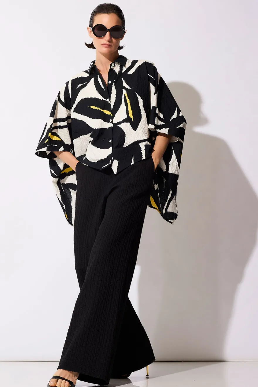 Matelassé Cotton Wide Pull On Pants