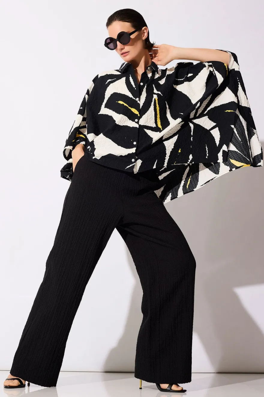 Matelassé Cotton Wide Pull On Pants