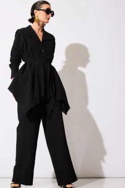 Matelassé Cotton Wide Pull On Pants