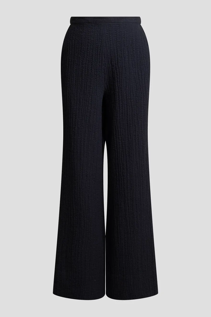 Matelassé Cotton Wide Pull On Pants