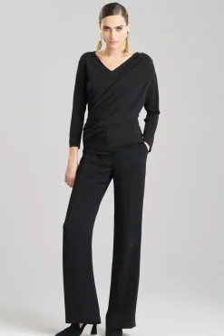 Matte Jersey Draped V-Neck Top