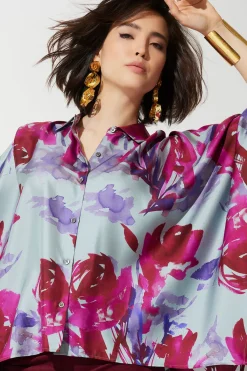 Mira Silk Twill Button Down Caftan Shirt