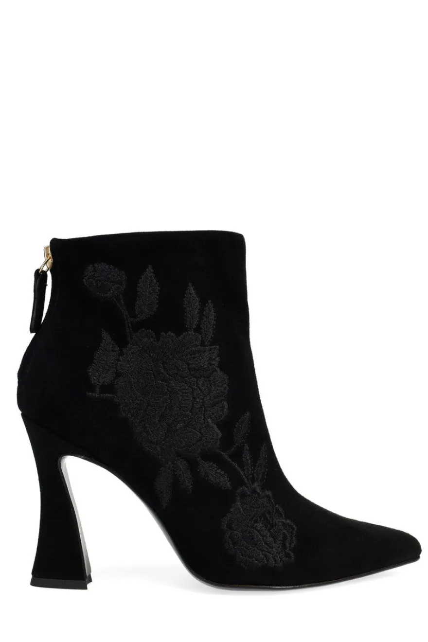 Mitsu Shugo Embroidery Square Heel Ankle Boot