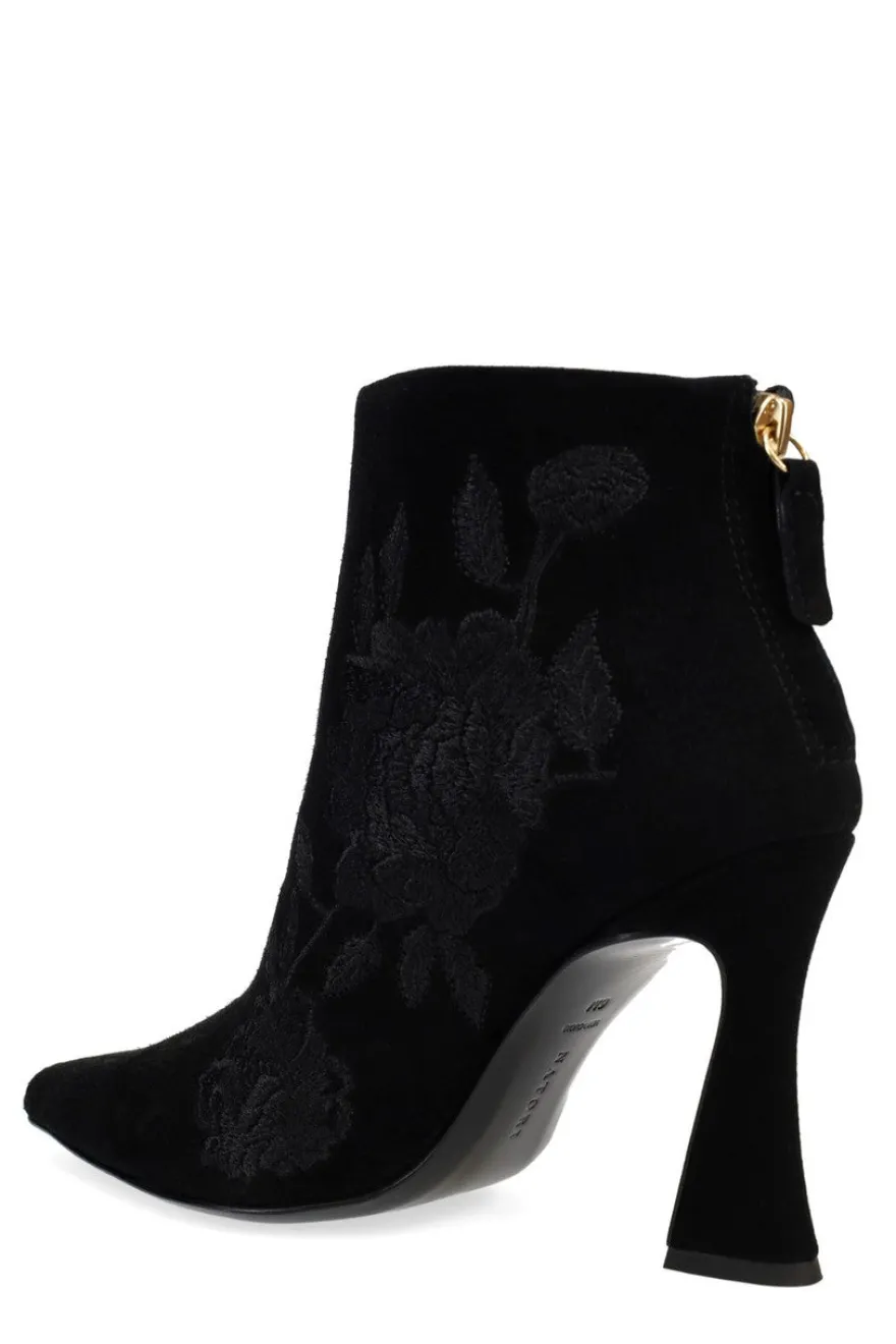 Mitsu Shugo Embroidery Square Heel Ankle Boot