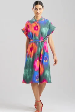 Multi Floral Mandarin Shirtdress