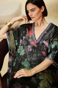 Nara Embellished Cocoon Silk Caftan