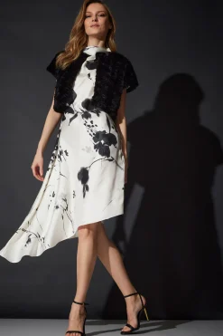 Nara Silk Twill Asymmetric Pleated Dress