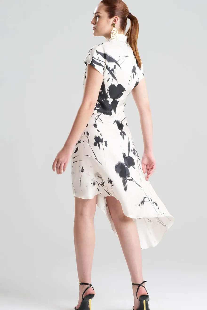 Nara Silk Twill Asymmetric Pleated Dress