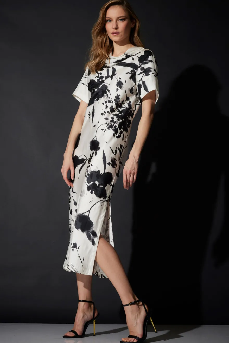 Nara Silk Twill Beaded Column Dress