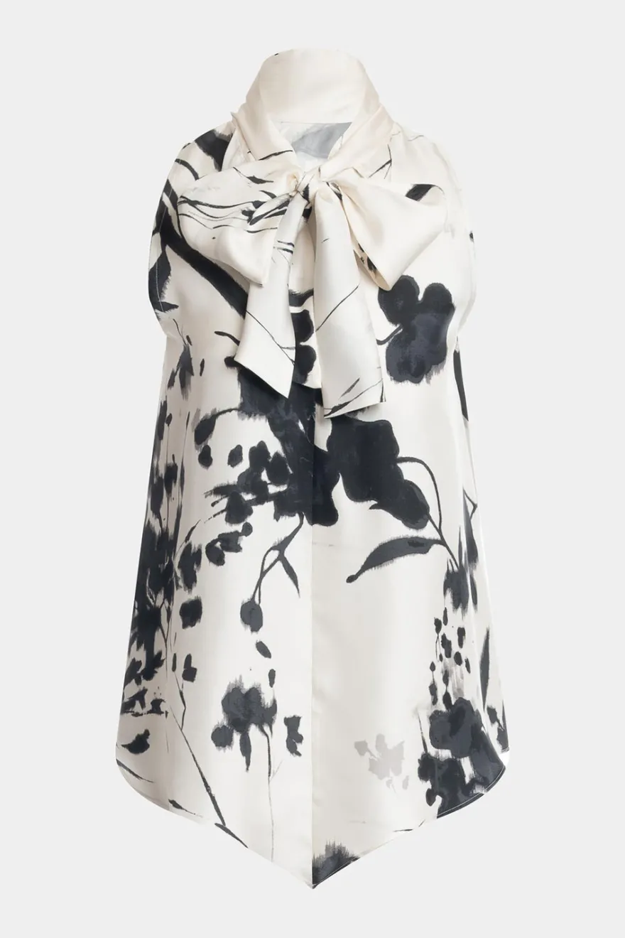 Nara Silk Twill Halter Scarf Top