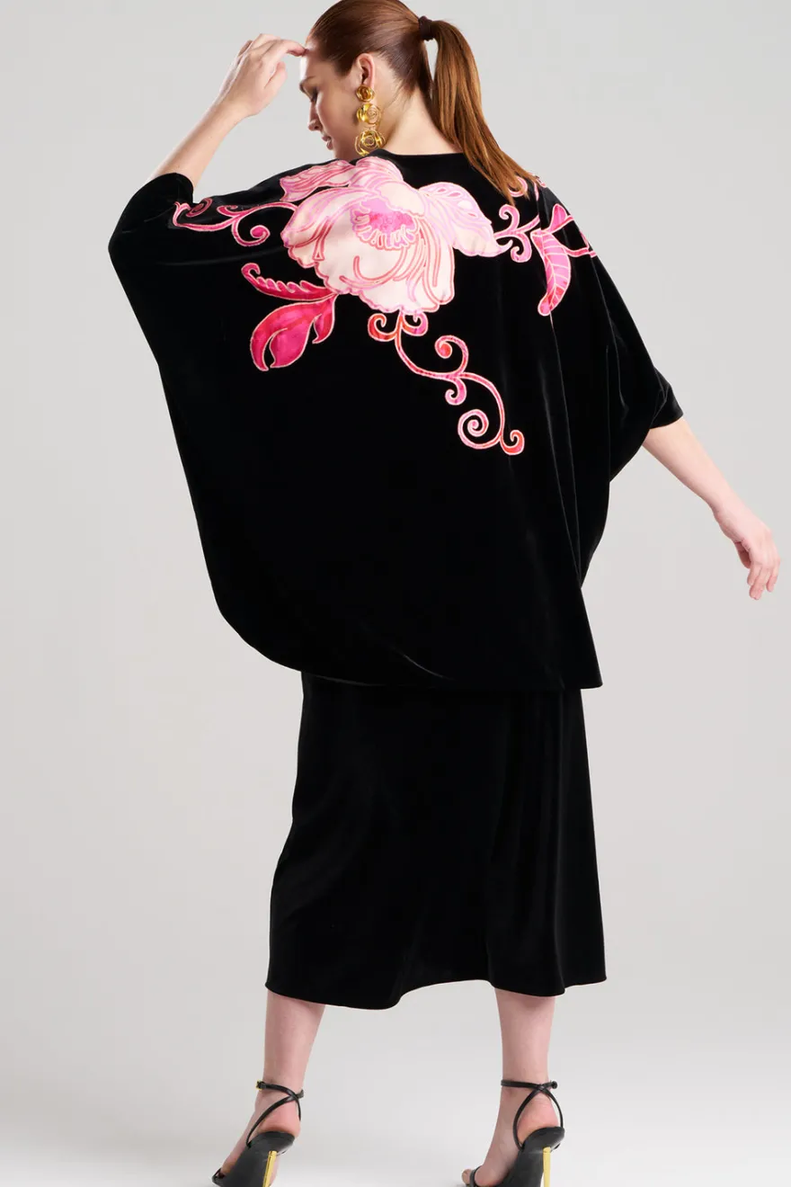 Natalie Velvet Appliqued Cocoon Cardigan