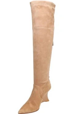 Natsu Stretch Suede Over the Knee Wedge Boot