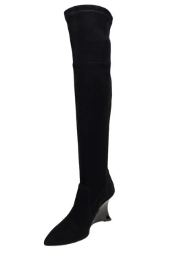 Natsu Stretch Suede Over the Knee Wedge Boot