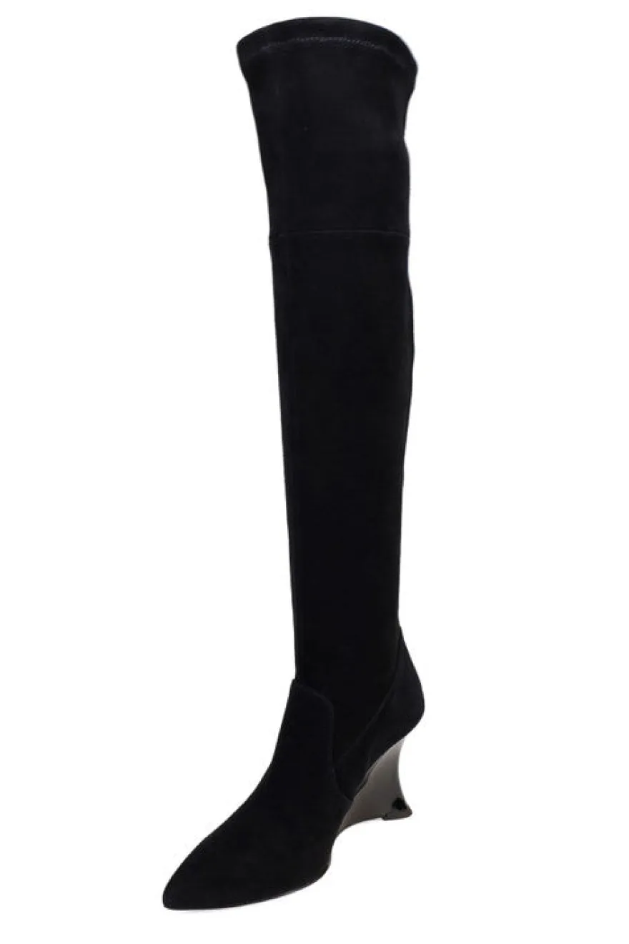 Natsu Stretch Suede Over the Knee Wedge Boot