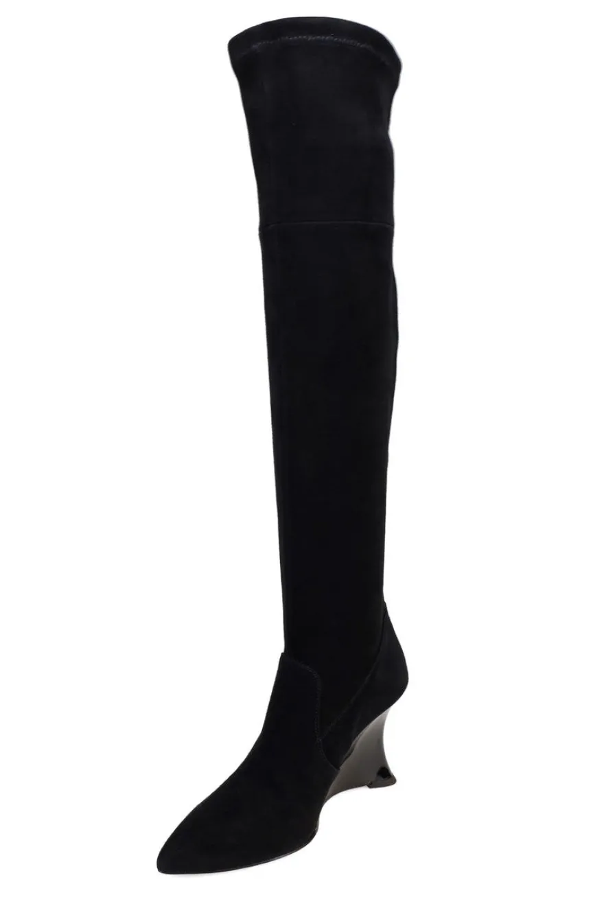 Natsu Stretch Suede Over the Knee Wedge Boot