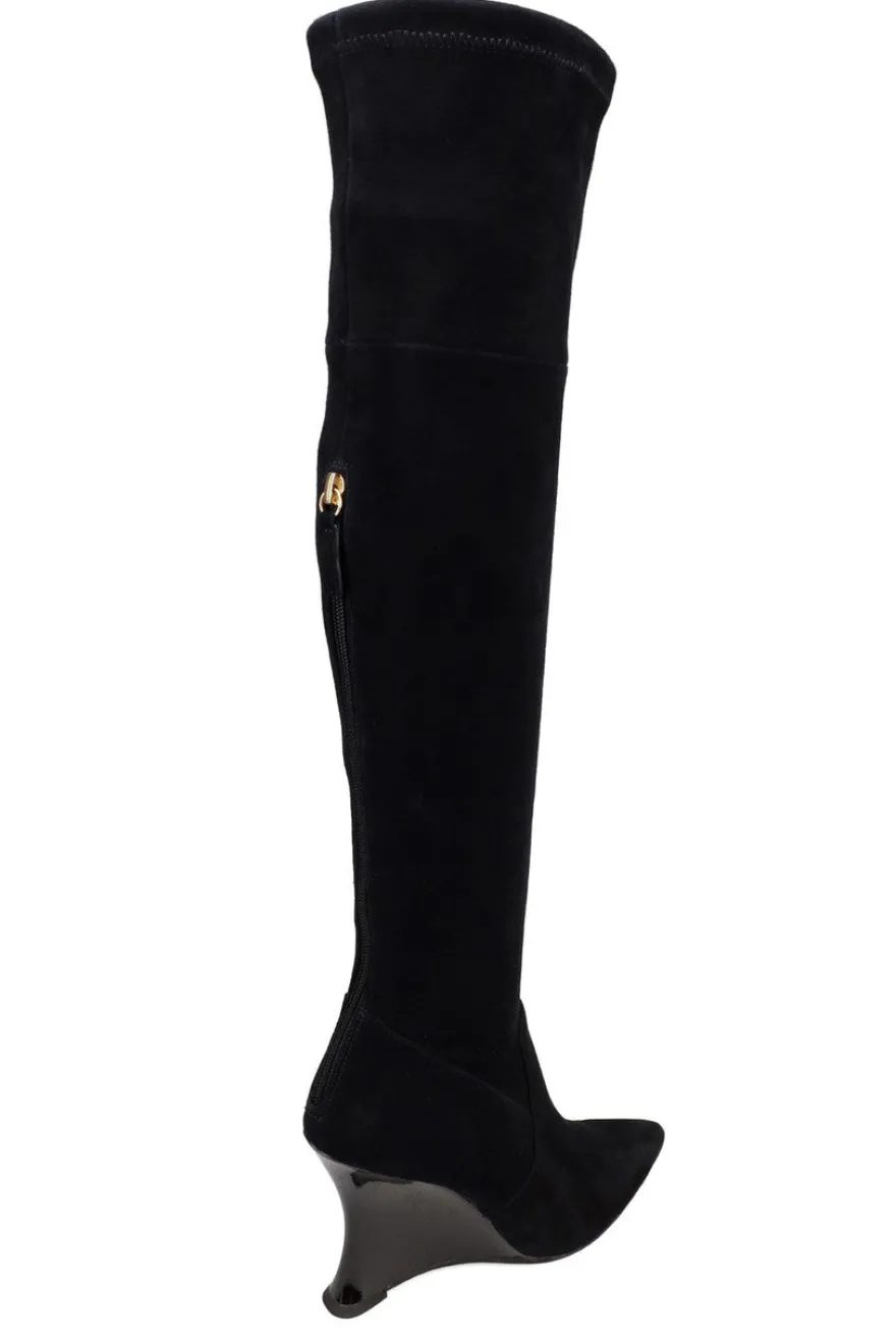 Natsu Stretch Suede Over the Knee Wedge Boot