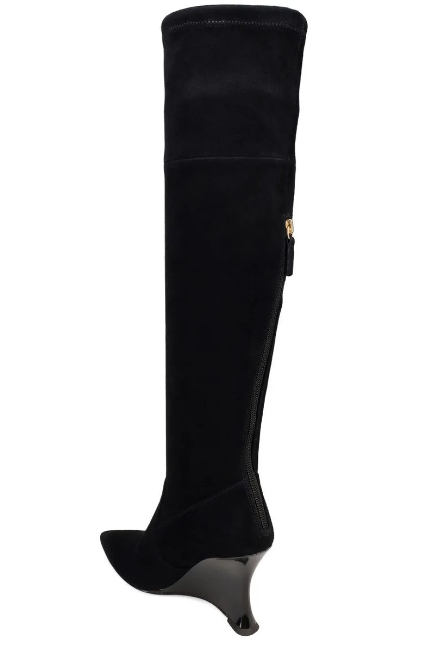 Natsu Stretch Suede Over the Knee Wedge Boot