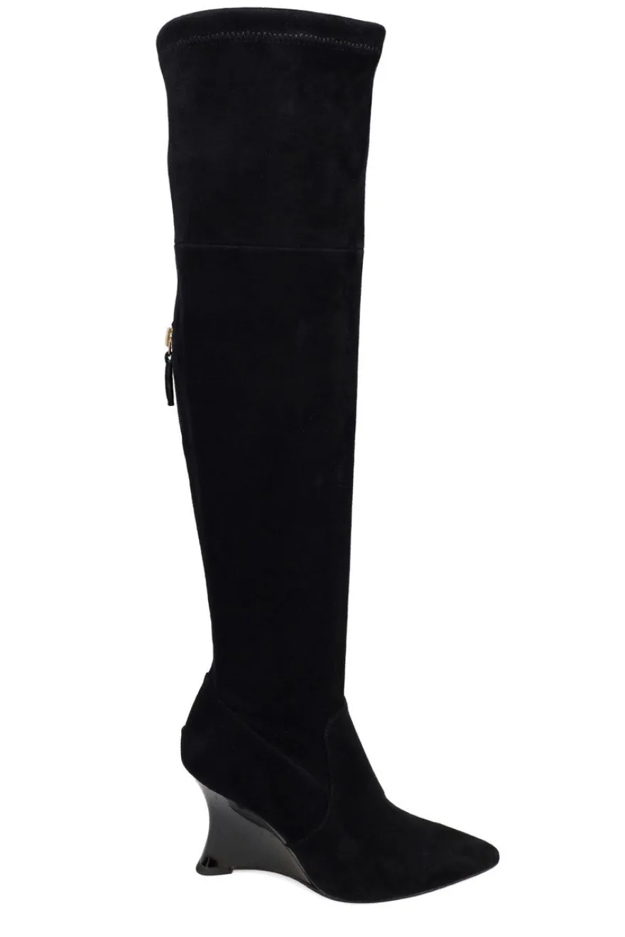 Natsu Stretch Suede Over the Knee Wedge Boot