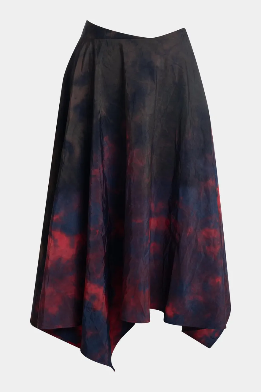 Niji Tie Dye Taffeta Origami Maxi Skirt