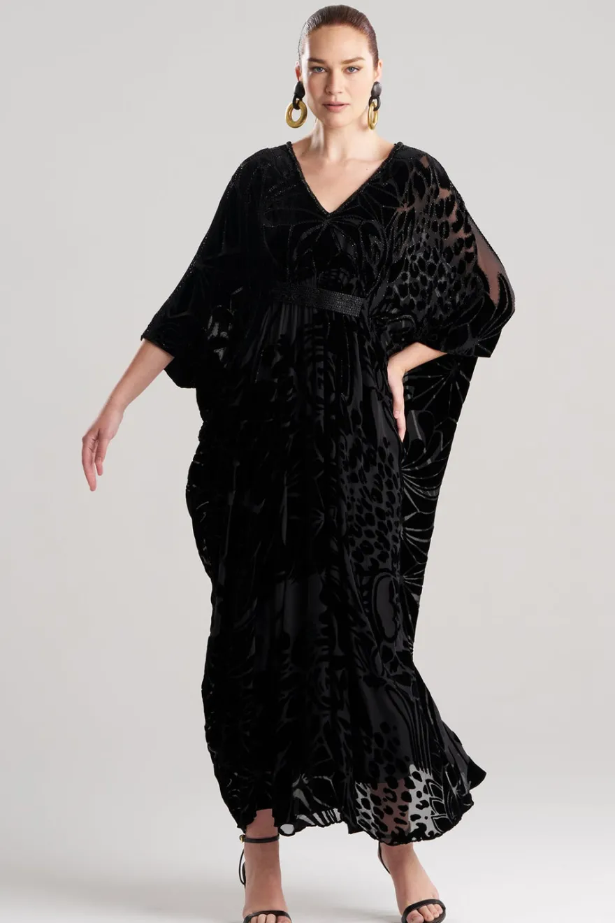 Nouveau Velvet Embellished Silk Caftan