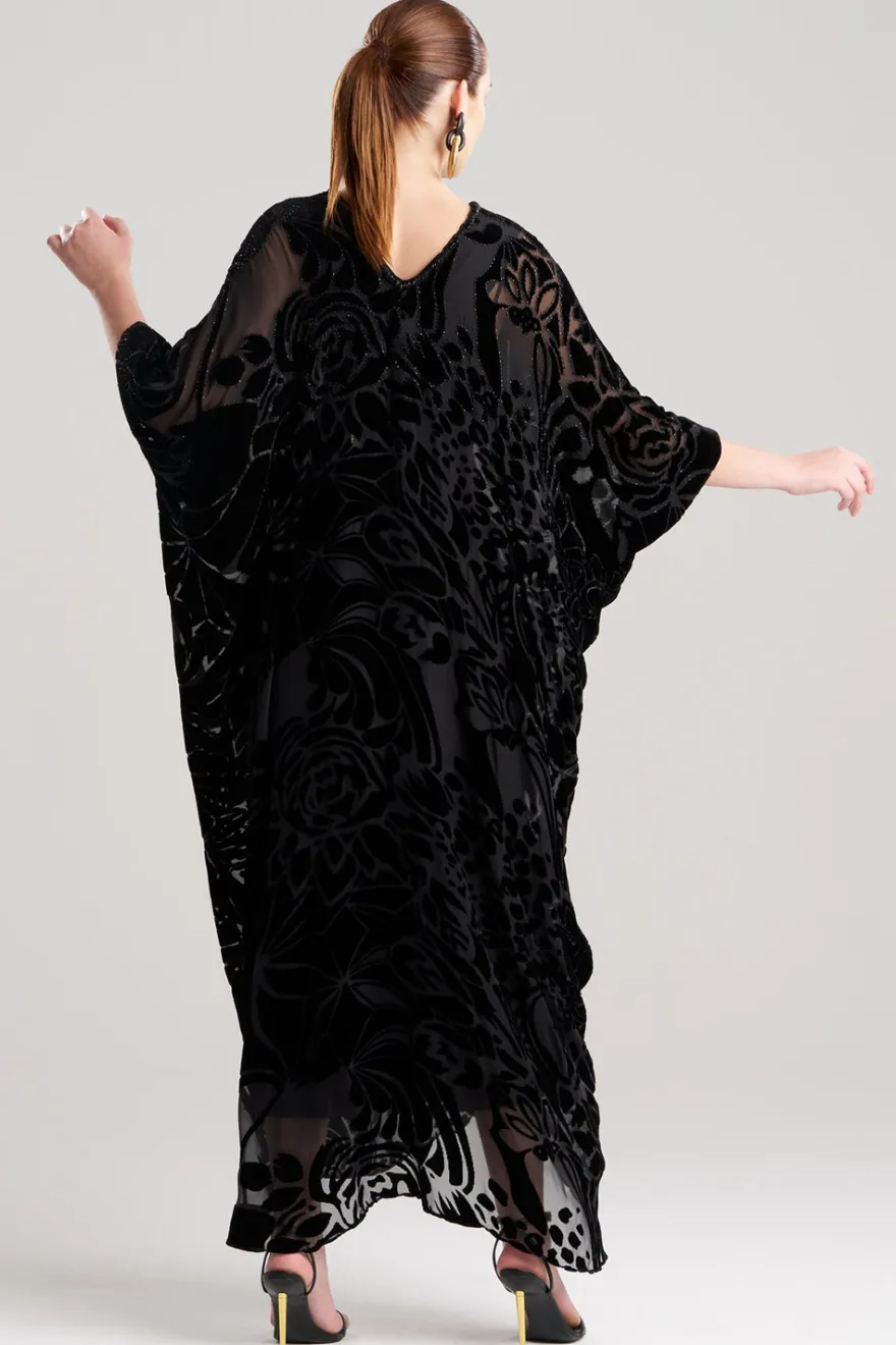 Nouveau Velvet Embellished Silk Caftan