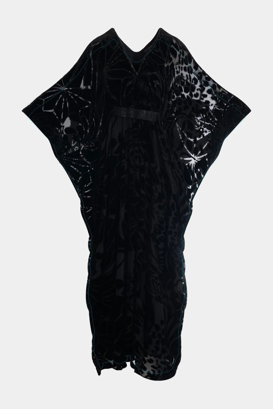 Nouveau Velvet Embellished Silk Caftan